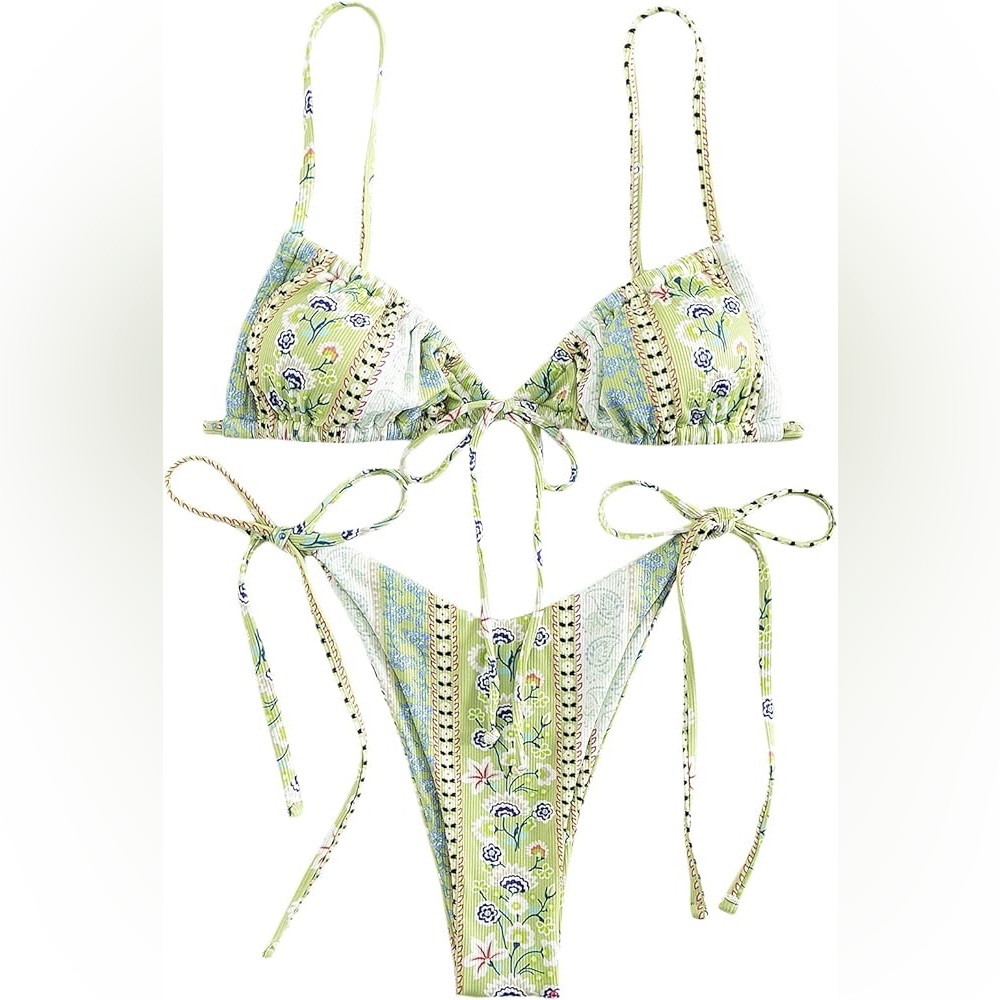 Green Pattern Bikini
